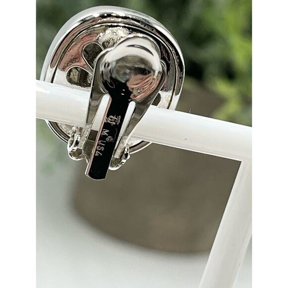 TJ M USA Signed Vintage Square Gold Silver Tone Mixed Metal Runway Clip earring - Picture 8 of 13